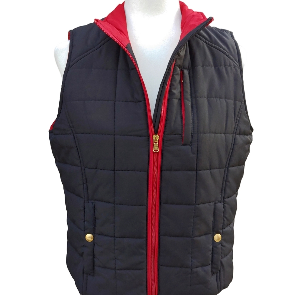 Lauren Ralph Lauren Red and Black Quilted Puffer Vest Women's Petite Large - Picture 3 of 15